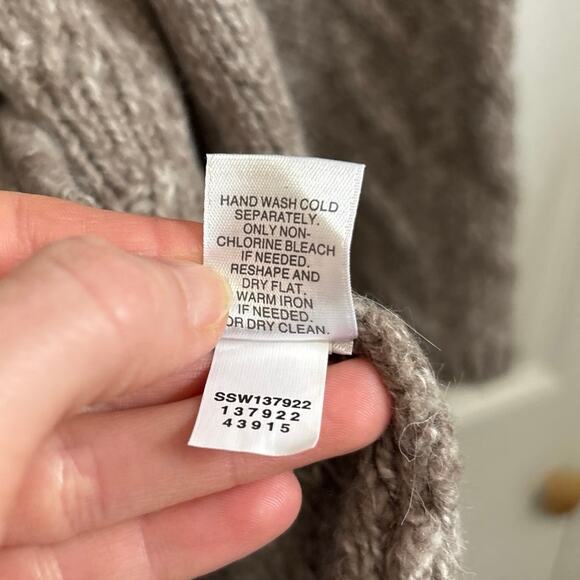 J Jill NWT Brown Cable Knit Alpaca Blend Open Front Cardigan sweater Large P - Picture 8 of 8